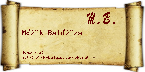 Mák Balázs névjegykártya
